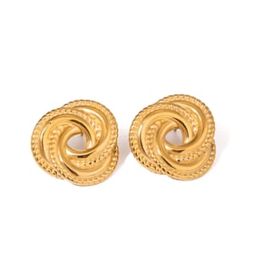 1 Pair Classic Series Classic Geometric Stainless Steel  Gold Color Women's Stud Earrings h5 